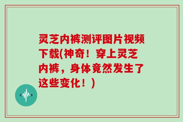 灵芝内裤测评图片视频下载(神奇!穿上灵芝内裤,身体竟然发生了这些变化!)
