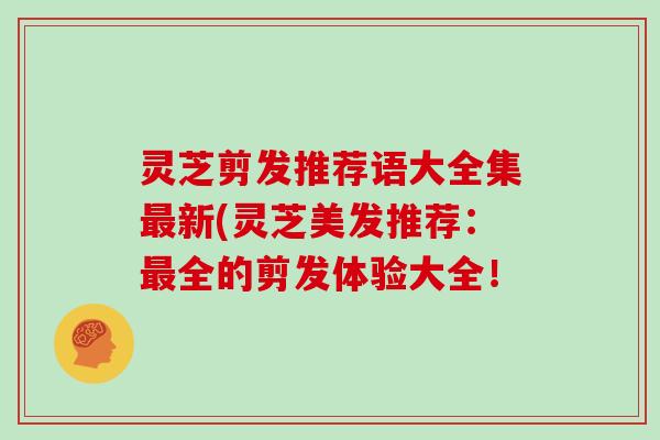 灵芝剪发推荐语大全集最新(灵芝美发推荐:最全的剪发体验大全!