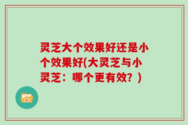 灵芝大个效果好还是小个效果好(大灵芝与小灵芝:哪个更有效?)