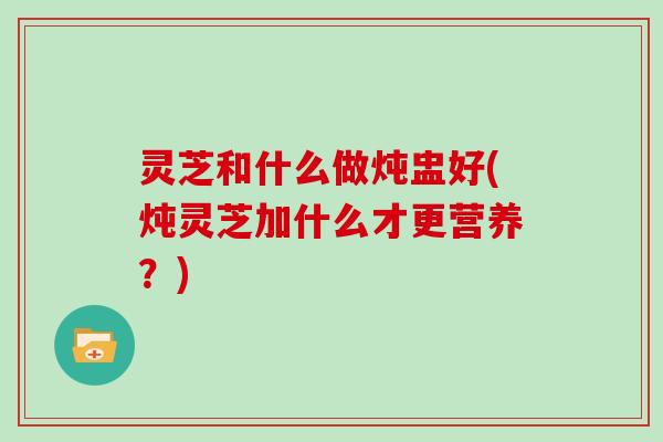 灵芝和什么做炖盅好(炖灵芝加什么才更营养？)