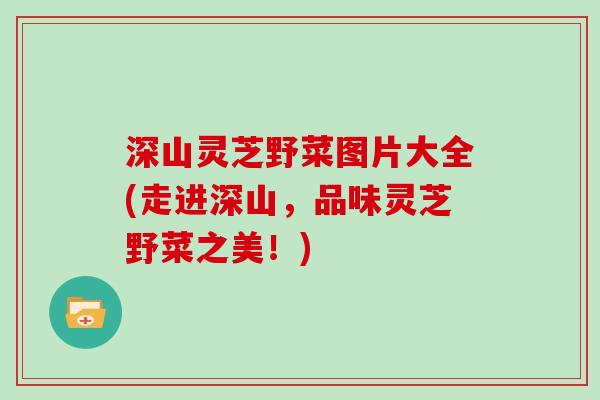 深山灵芝野菜图片大全(走进深山,品味灵芝野菜之美!)