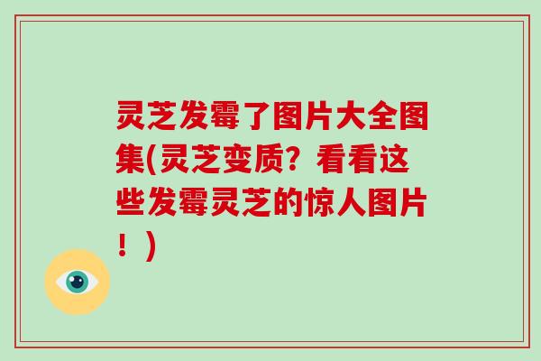 灵芝发霉了图片大全图集(灵芝变质？看看这些发霉灵芝的惊人图片！)