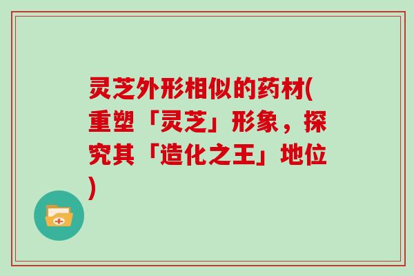 灵芝外形相似的药材(重塑「灵芝」形象，探究其「造化之王」地位)