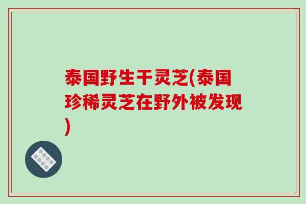 泰国野生干灵芝(泰国珍稀灵芝在野外被发现)