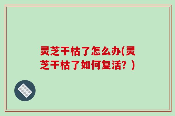灵芝干枯了怎么办(灵芝干枯了如何复活?)