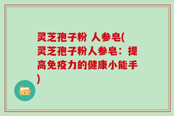 灵芝孢子粉 人参皂(灵芝孢子粉人参皂:提高免疫力的健康小能手)