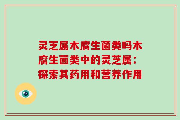 灵芝属木腐生菌类吗木腐生菌类中的灵芝属:探索其药用和营养作用