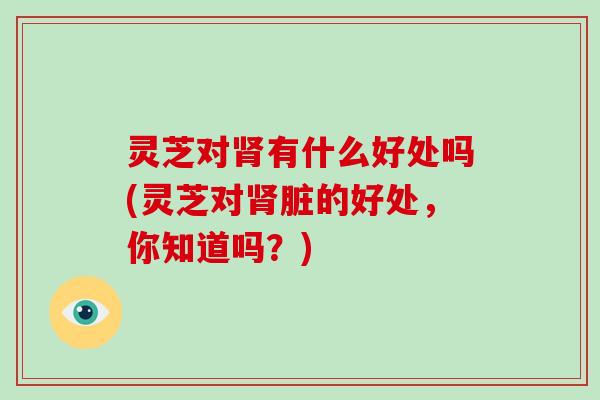 灵芝对肾有什么好处吗(灵芝对肾脏的好处,你知道吗?)