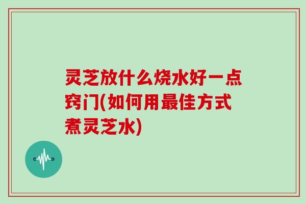 灵芝放什么烧水好一点窍门(如何用最佳方式煮灵芝水)