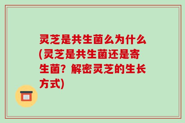 灵芝是共生菌么为什么(灵芝是共生菌还是寄生菌?解密灵芝的生长方式)