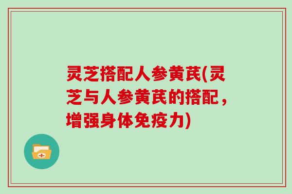灵芝搭配人参黄芪(灵芝与人参黄芪的搭配,增强身体免疫力)