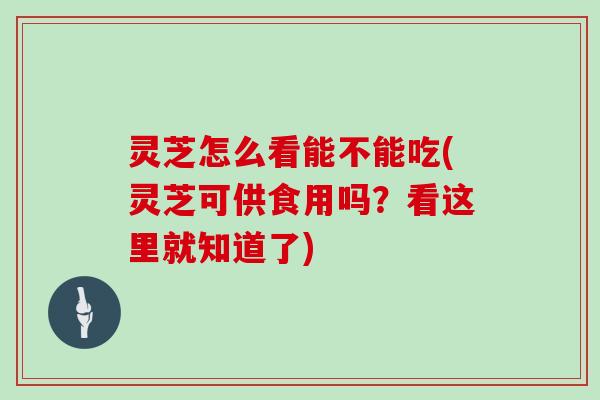 灵芝怎么看能不能吃(灵芝可供食用吗?看这里就知道了)