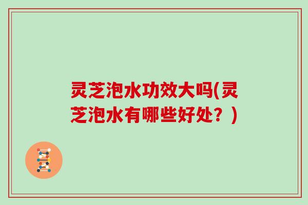 灵芝泡水功效大吗(灵芝泡水有哪些好处?)