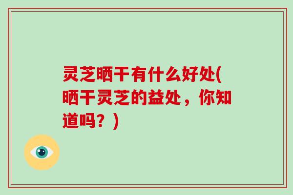 灵芝晒干有什么好处(晒干灵芝的益处,你知道吗?)