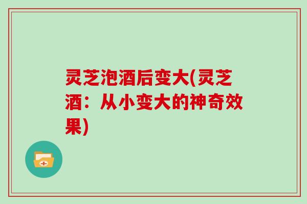 灵芝泡酒后变大(灵芝酒：从小变大的神奇效果)