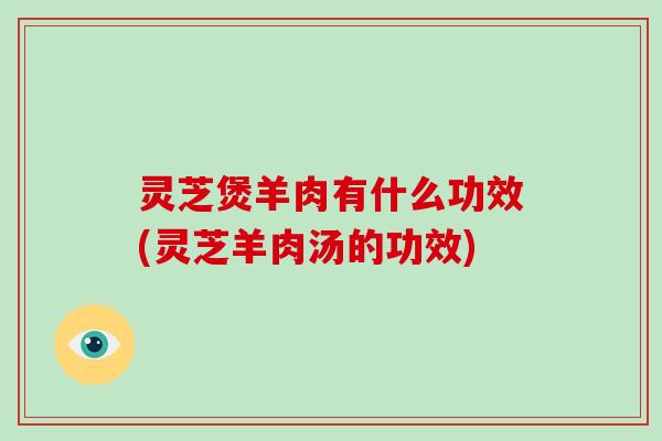 灵芝煲羊肉有什么功效(灵芝羊肉汤的功效)