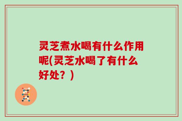 灵芝煮水喝有什么作用呢(灵芝水喝了有什么好处？)