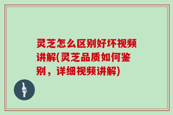 灵芝怎么区别好坏视频讲解(灵芝品质如何鉴别,详细视频讲解)