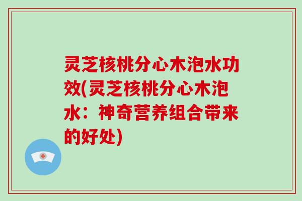 灵芝核桃分心木泡水功效(灵芝核桃分心木泡水:神奇营养组合带来的好处)