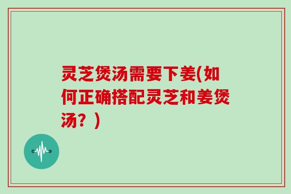 灵芝煲汤需要下姜(如何正确搭配灵芝和姜煲汤?)