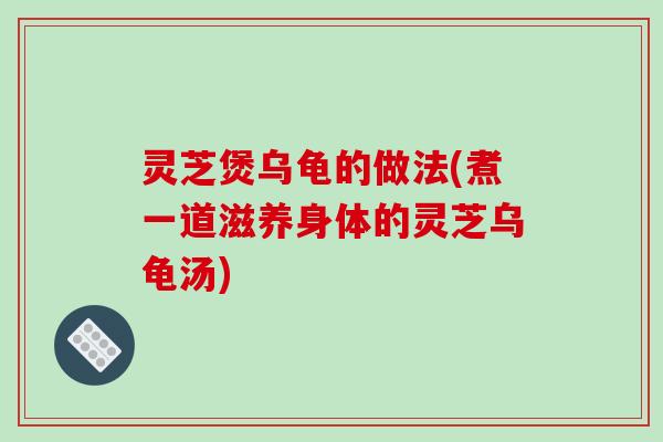 灵芝煲乌龟的做法(煮一道滋养身体的灵芝乌龟汤)