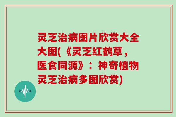 灵芝治病图片欣赏大全大图(《灵芝红鹤草，医食同源》：神奇植物灵芝治病多图欣赏)