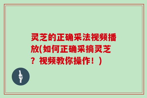 灵芝的正确采法视频播放(如何正确采摘灵芝？视频教你操作！)