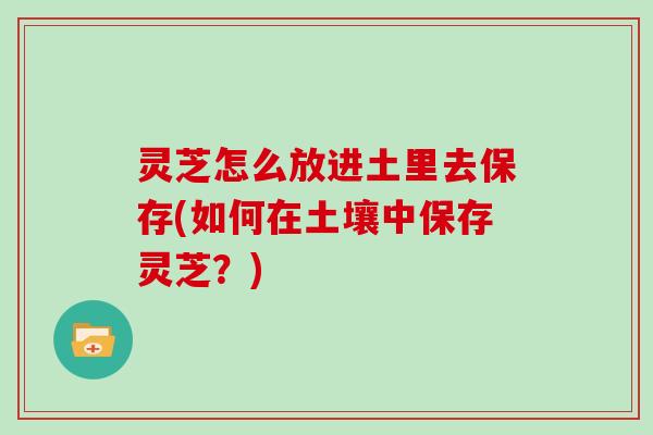 灵芝怎么放进土里去保存(如何在土壤中保存灵芝？)