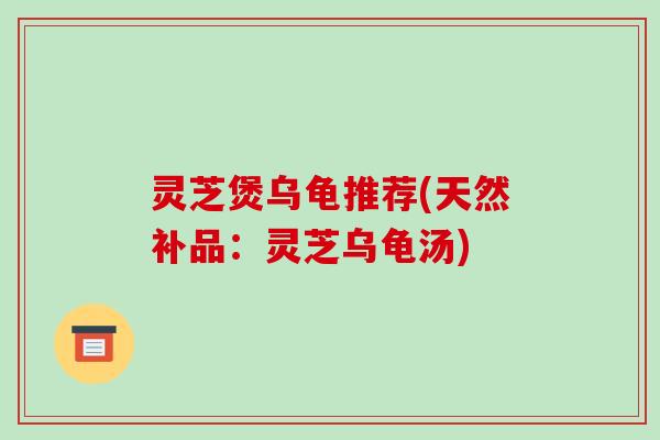 灵芝煲乌龟推荐(天然补品：灵芝乌龟汤)