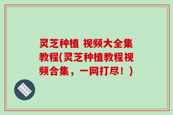 灵芝种植 视频大全集教程(灵芝种植教程视频合集，一网打尽！)