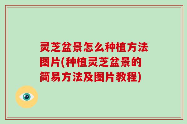 灵芝盆景怎么种植方法图片(种植灵芝盆景的简易方法及图片教程)