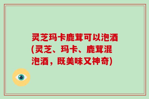灵芝玛卡鹿茸可以泡酒(灵芝、玛卡、鹿茸混泡酒,既美味又神奇)