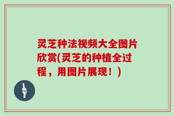 灵芝种法视频大全图片欣赏(灵芝的种植全过程，用图片展现！)