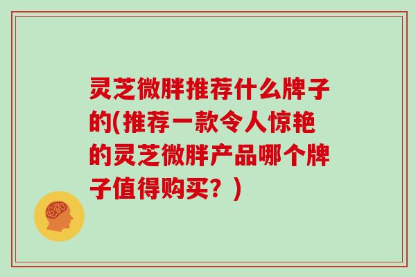 灵芝微胖推荐什么牌子的(推荐一款令人惊艳的灵芝微胖产品哪个牌子值得购买？)