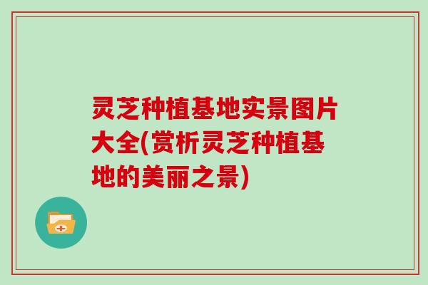 灵芝种植基地实景图片大全(赏析灵芝种植基地的美丽之景)