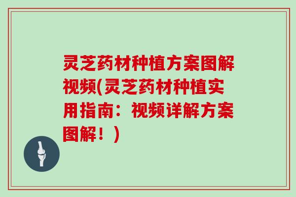 灵芝药材种植方案图解视频(灵芝药材种植实用指南：视频详解方案图解！)