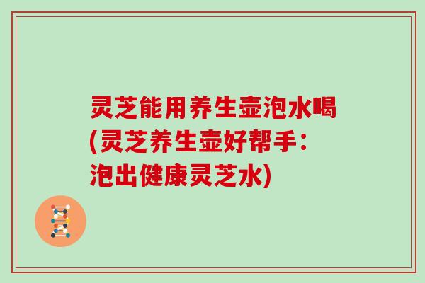 灵芝能用养生壶泡水喝(灵芝养生壶好帮手:泡出健康灵芝水)