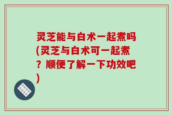 灵芝能与白术一起煮吗(灵芝与白术可一起煮?顺便了解一下功效吧)