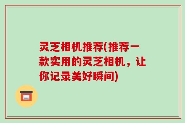 灵芝相机推荐(推荐一款实用的灵芝相机,让你记录美好瞬间)