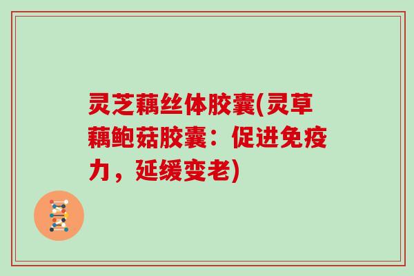 灵芝藕丝体胶囊(灵草藕鲍菇胶囊：促进免疫力，延缓变老)