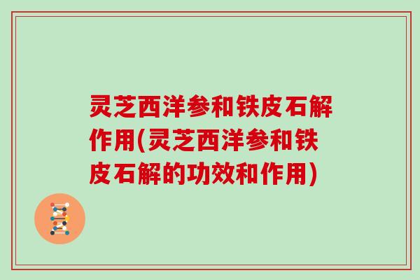 灵芝西洋参和铁皮石解作用(灵芝西洋参和铁皮石解的功效和作用)
