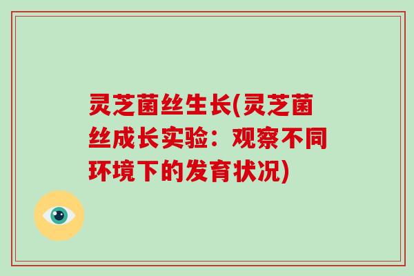 灵芝菌丝生长(灵芝菌丝成长实验:观察不同环境下的发育状况)