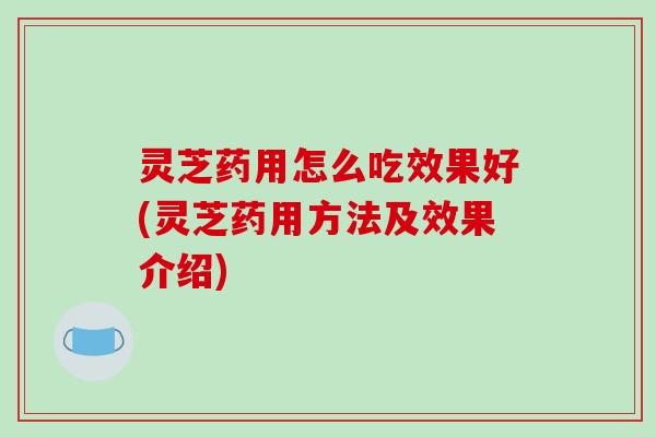 灵芝药用怎么吃效果好(灵芝药用方法及效果介绍)