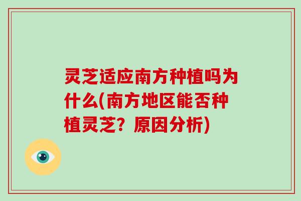 灵芝适应南方种植吗为什么(南方地区能否种植灵芝?原因分析)