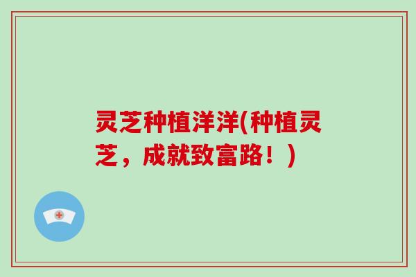 灵芝种植洋洋(种植灵芝,成就致富路!)