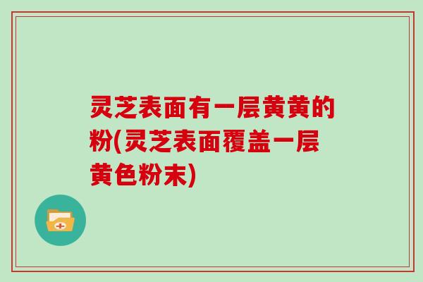 灵芝表面有一层黄黄的粉(灵芝表面覆盖一层黄色粉末)