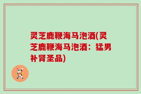 灵芝鹿鞭海马泡酒(灵芝鹿鞭海马泡酒:猛男补肾圣品)