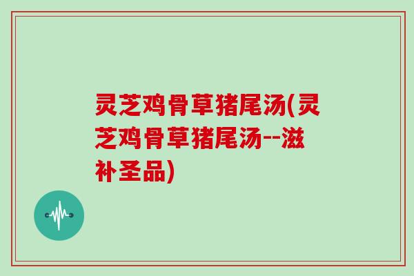 灵芝鸡骨草猪尾汤(灵芝鸡骨草猪尾汤--滋补圣品)