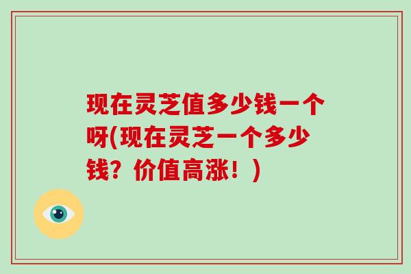现在灵芝值多少钱一个呀(现在灵芝一个多少钱？价值高涨！)