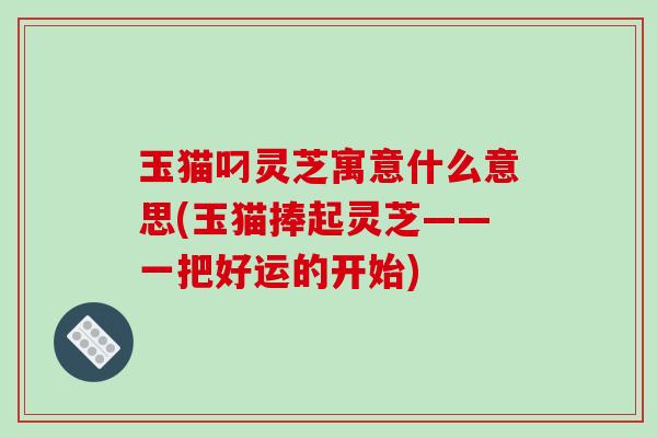 玉猫叼灵芝寓意什么意思(玉猫捧起灵芝——一把好运的开始)